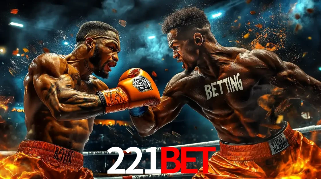 Dois boxeadores em uma luta intensa e explosiva, representando a adrenalina e as oportunidades de apostas em esportes de combate disponíveis na plataforma 221bet.