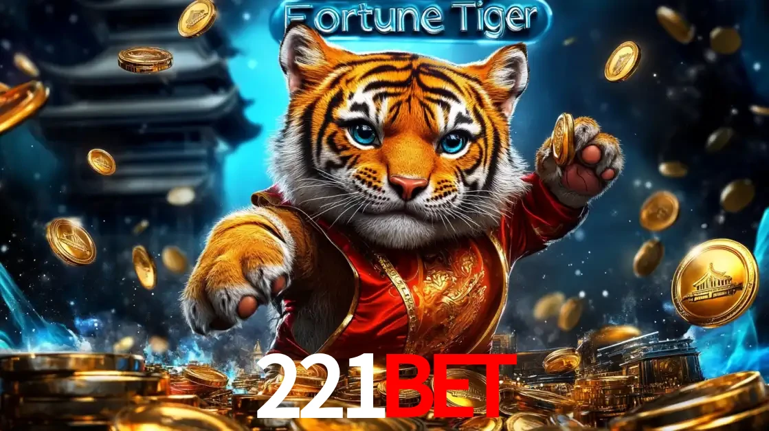 Imagem promocional do jogo de slot Fortune Tiger, com um tigre majestoso em traje tradicional cercado por uma fortuna em moedas de ouro, disponível agora no cassino 221bet.